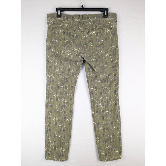 Free People Pants Womens Size 30 Green Aztec Print Ankle Jean - Picture 8 of 9